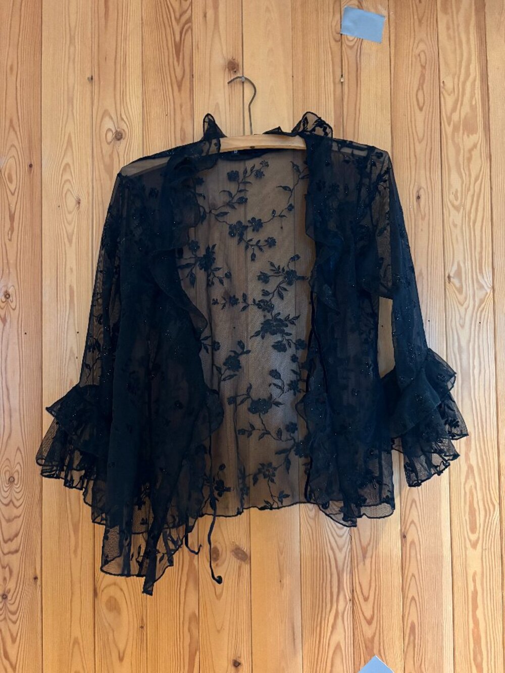 Whimsygoth Y2K Black floral lace cover up